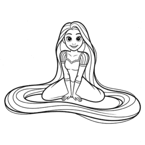 Zeichnung Schwarz und Weiß Rapunzel
