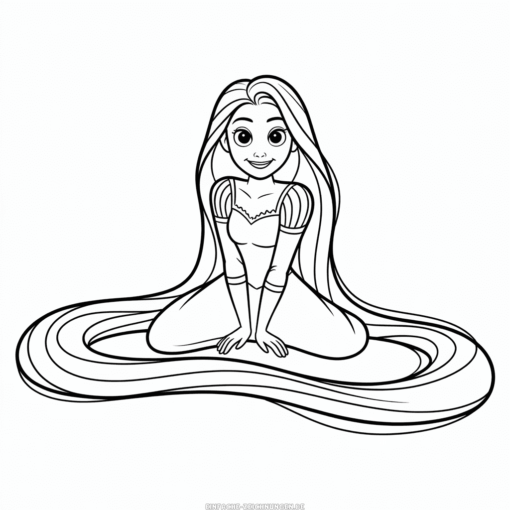 Zeichnung Schwarz und Weiß Rapunzel