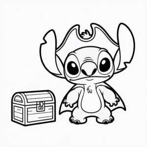 Zeichnung Stitch im Piratenkostüm