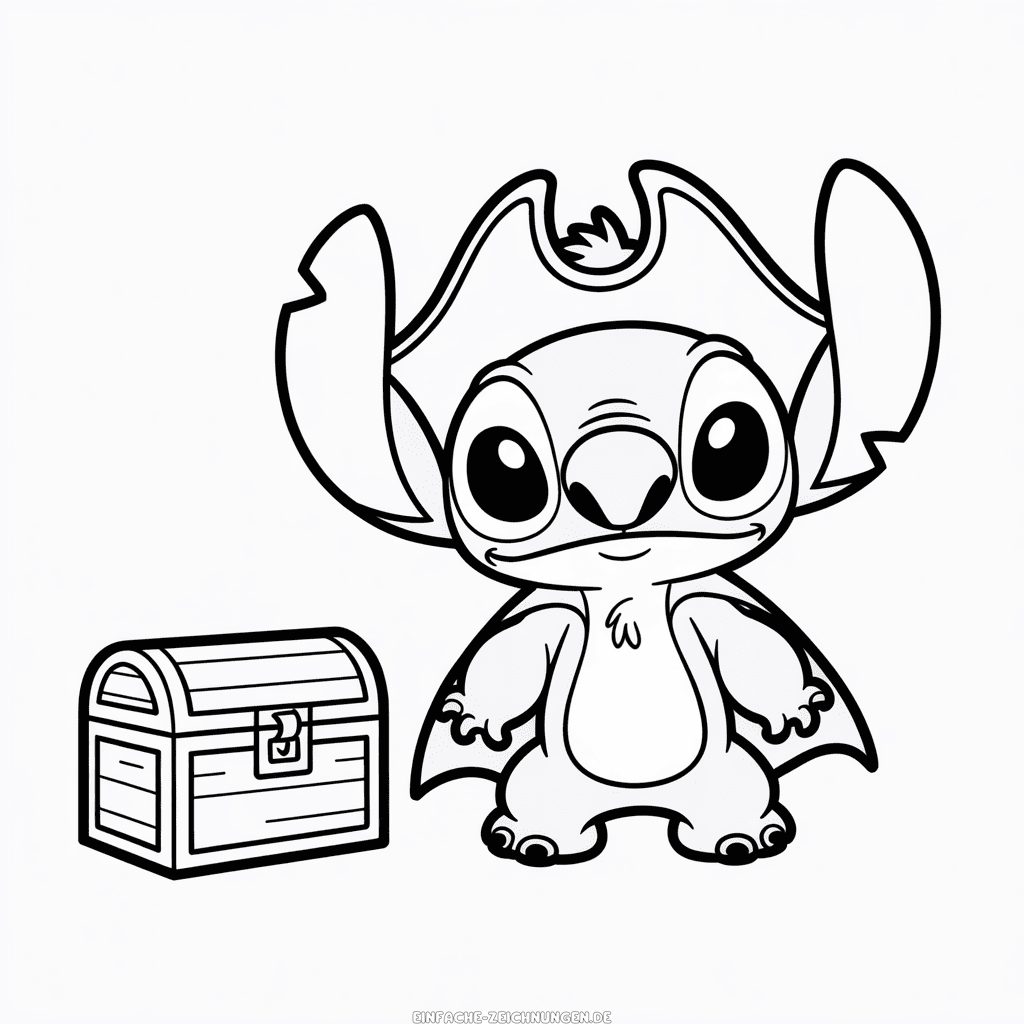 Zeichnung Stitch im Piratenkostüm