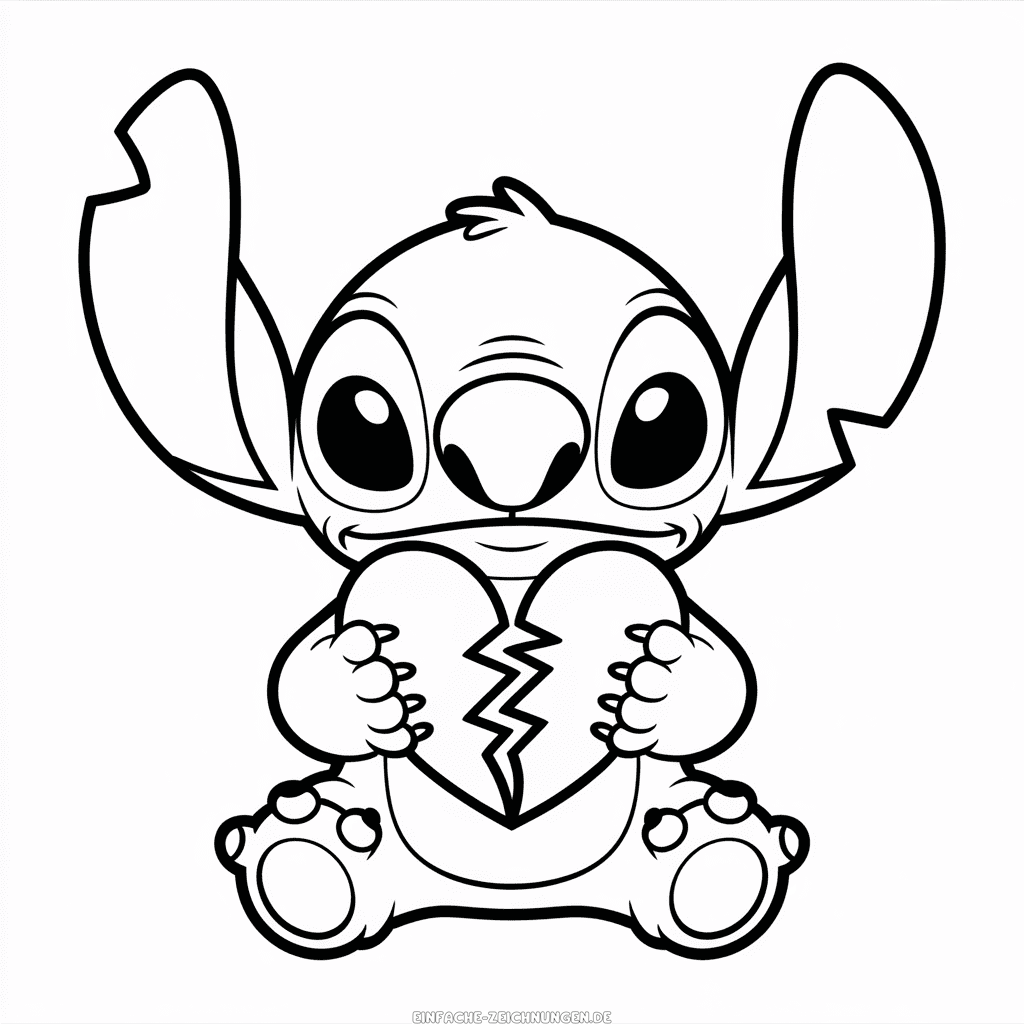 Zeichnung Stitch mit gebrochenem Herzen
