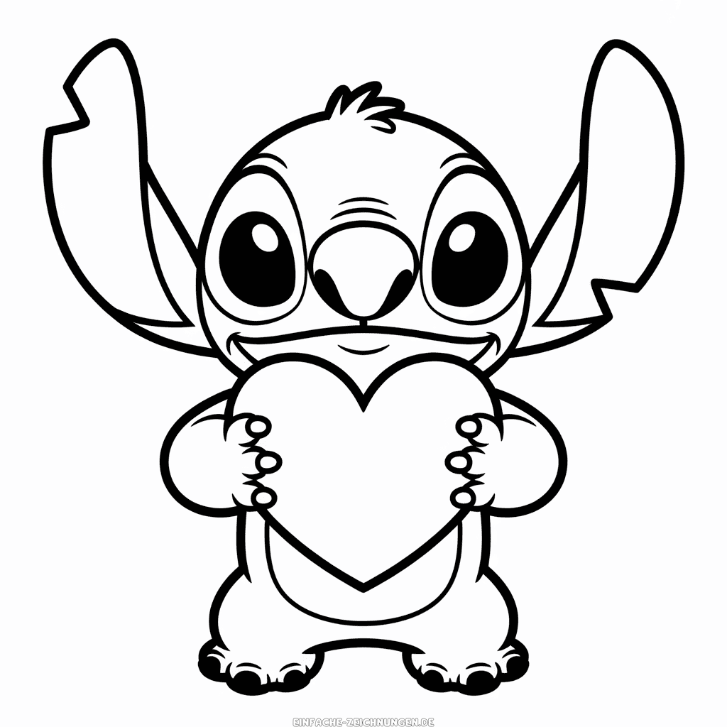 Zeichnung Stitch mit Herz