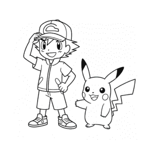 Zeichnung Ash Ketchum und Pikachu