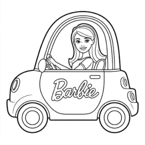 Zeichnung Barbie im Auto