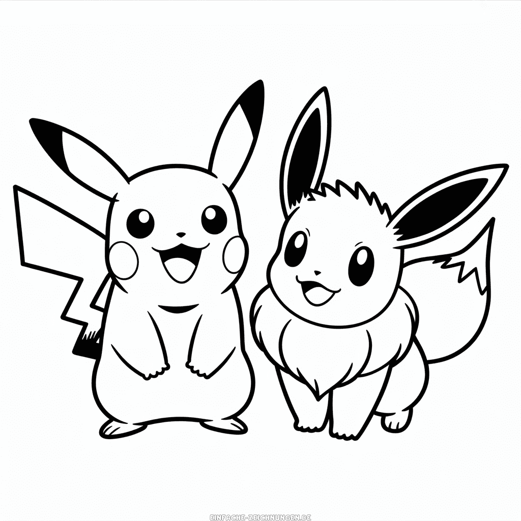 Zeichnung Evoli und Pikachu