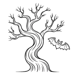 Zeichnung Gruseliger Baum Halloween