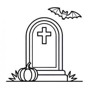 Zeichnung Halloween Friedhof