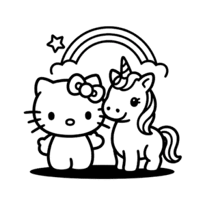 Zeichnung Hello Kitty und Einhorn