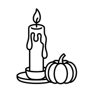 Zeichnung Kerze und Halloween-Kürbis