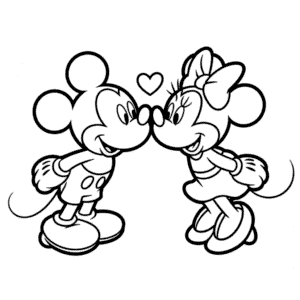 Zeichnung Micky und Minnie küssen