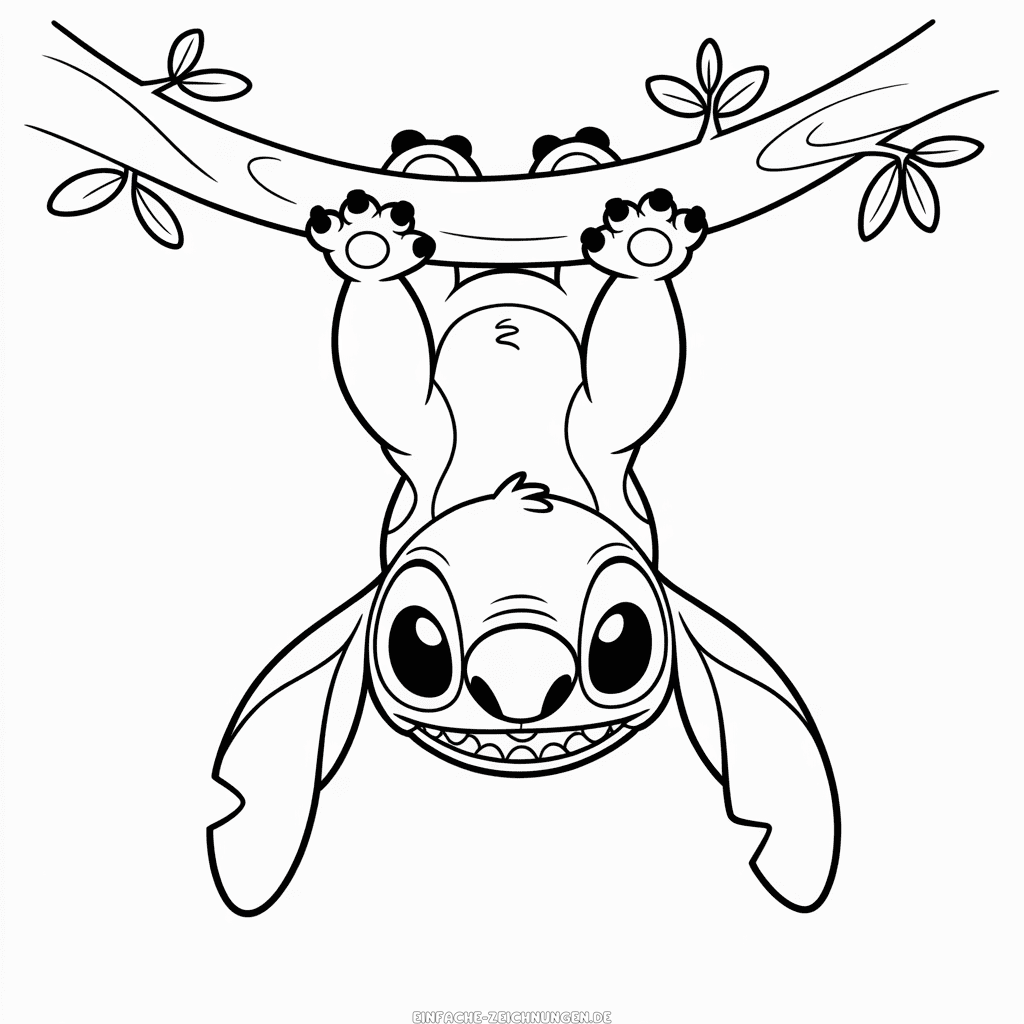 Zeichnung Stitch Kopfüber